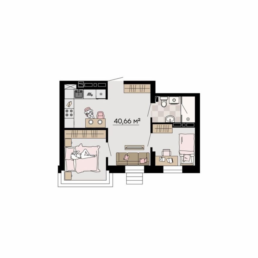 3к. квартира, 40.7 м²