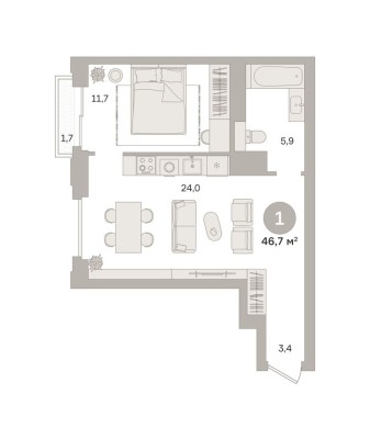 1к. квартира