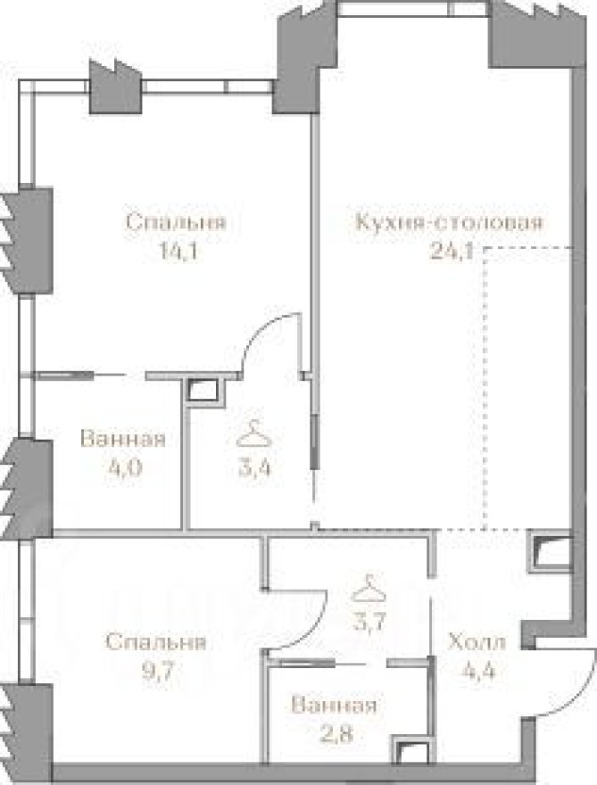 2к. квартира, 66.2 м²