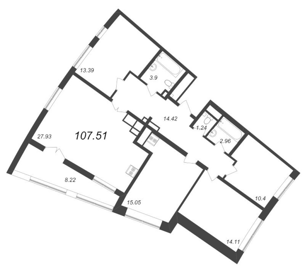 Планировка — 5е квартира, 108.5 м²
