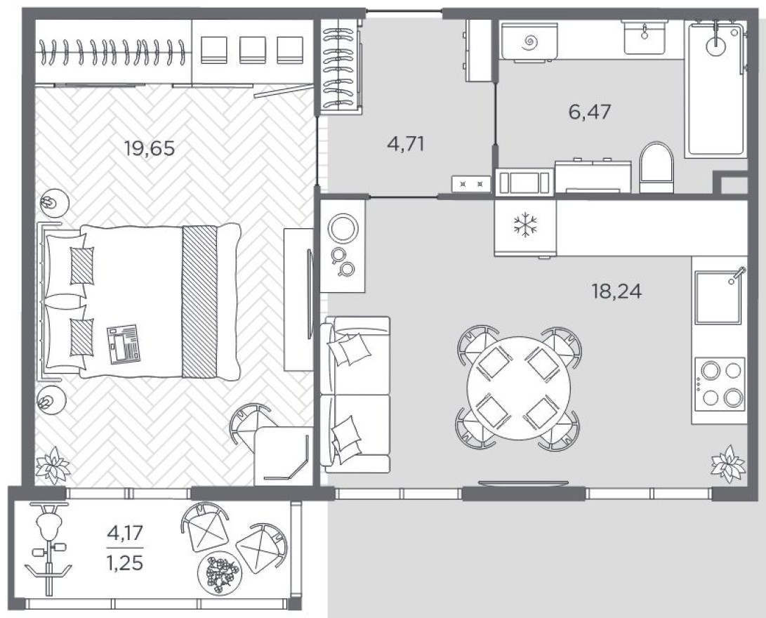 1к. квартира, 50.0 м²