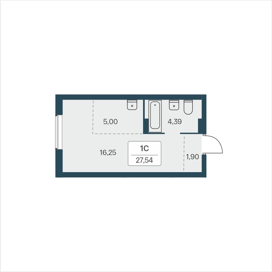 Студия-квартира, 27.5 м²