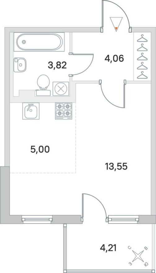 Студия-квартира, 27.7 м²
