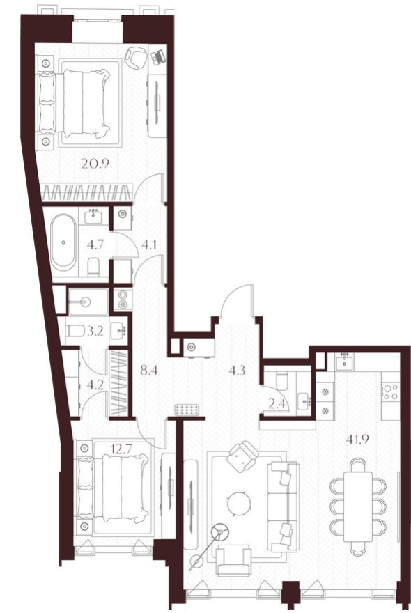 2к. квартира, 106.8 м²
