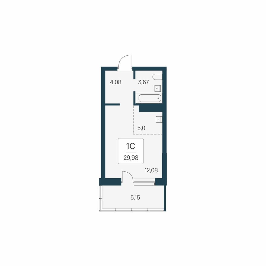 Студия-квартира, 30.0 м²