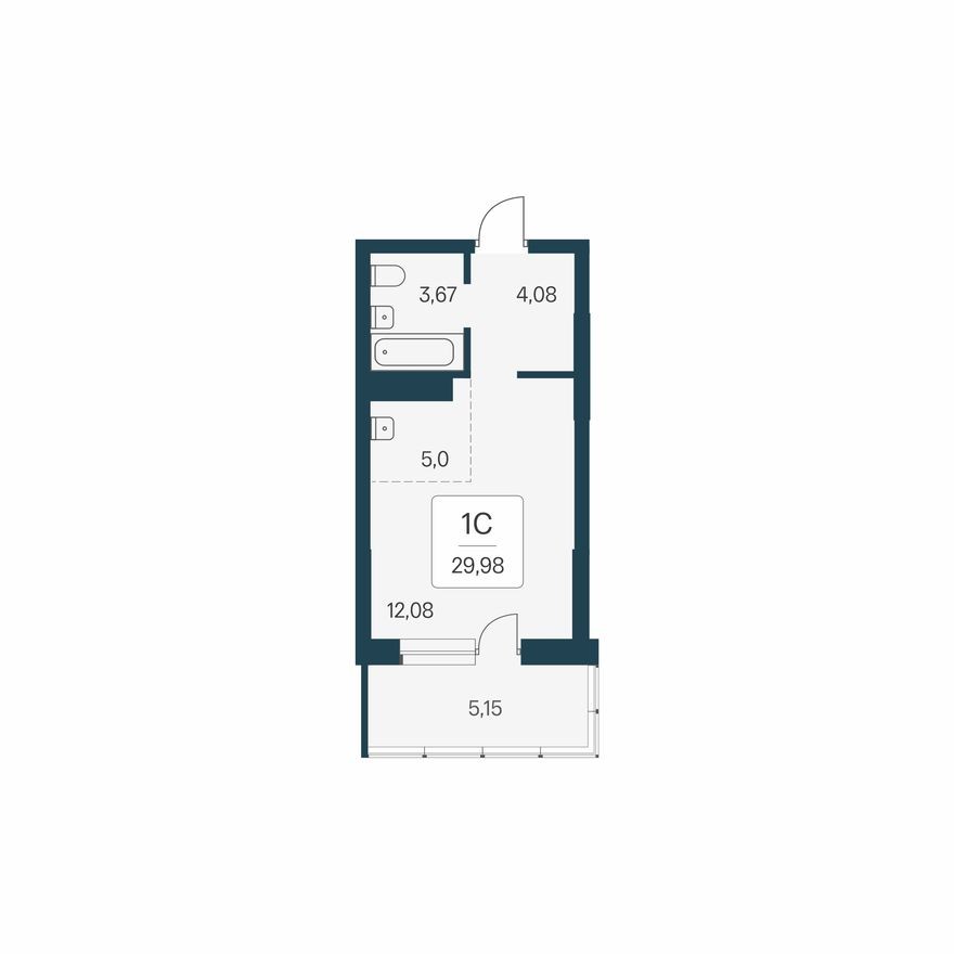 Студия-квартира, 30.0 м²