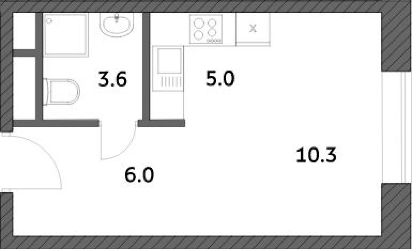 Студия-квартира, 24.8 м²