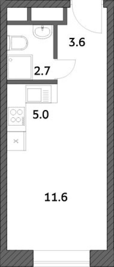Студия-квартира, 22.9 м²