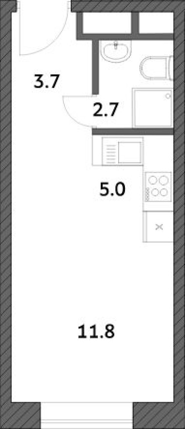 Студия-квартира, 23.1 м²