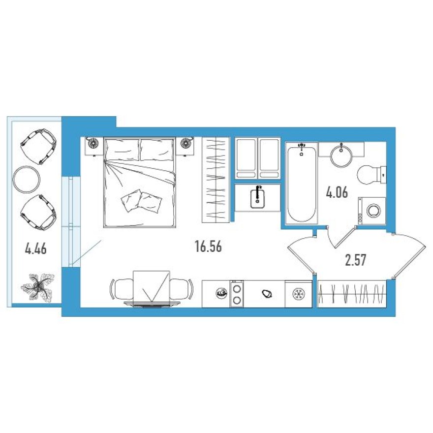 Студия-квартира, 24.5 м²