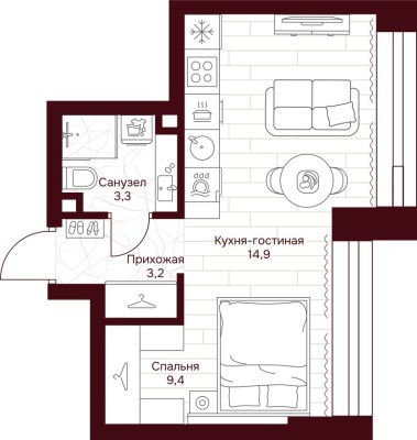 1к. квартира