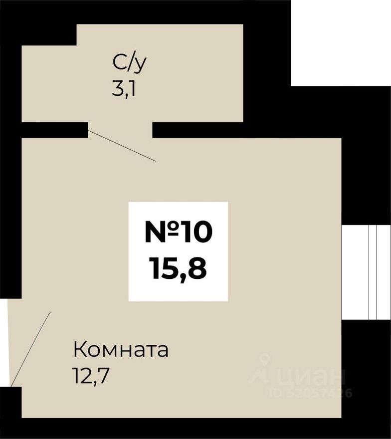 1к. квартира, 15.8 м²