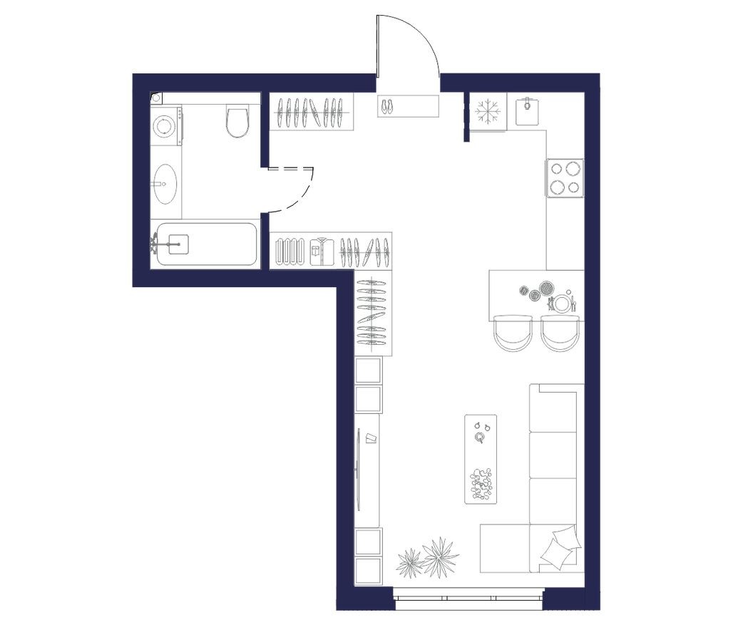 Студия-квартира, 36.0 м²