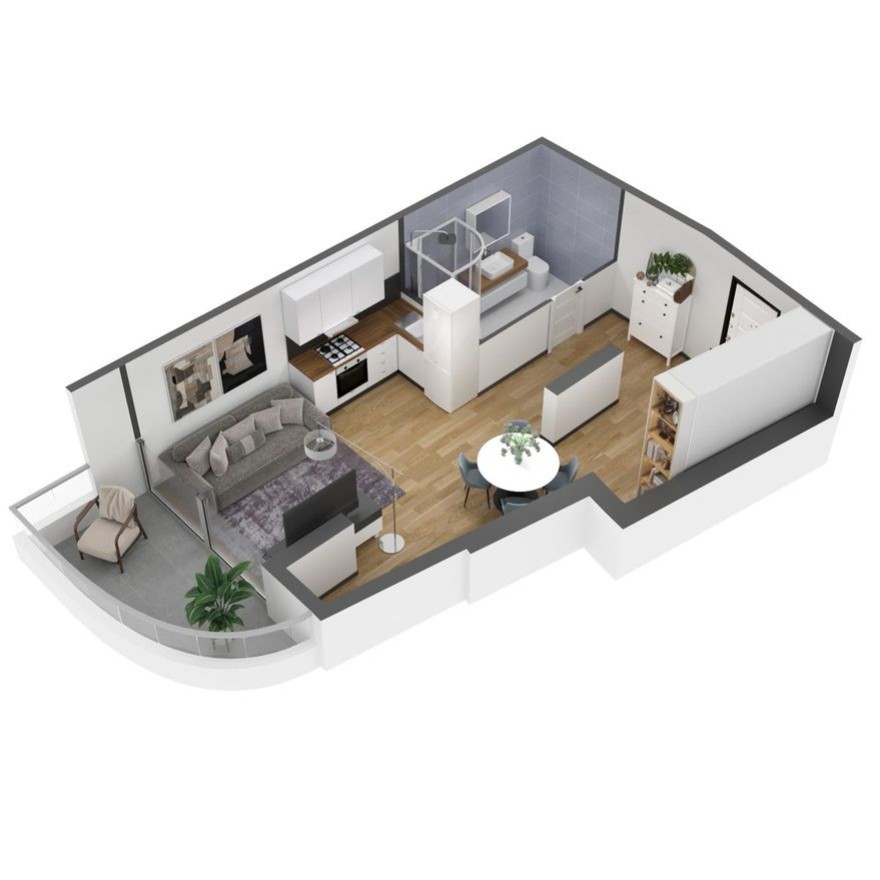 1к. апартаменты, 42.7 м²