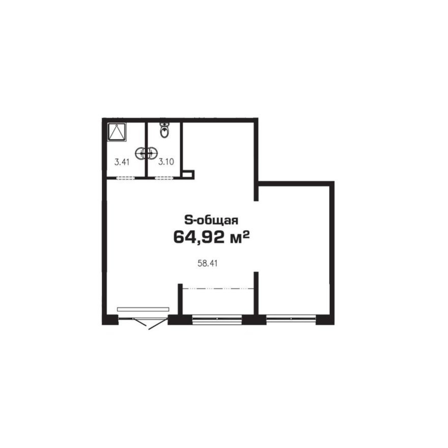 Помещение свободного назначения, 64.9 м²
