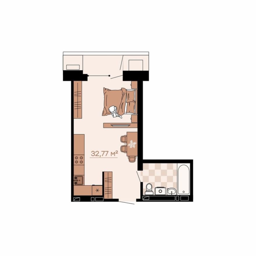 1к. квартира, 31.0 м²