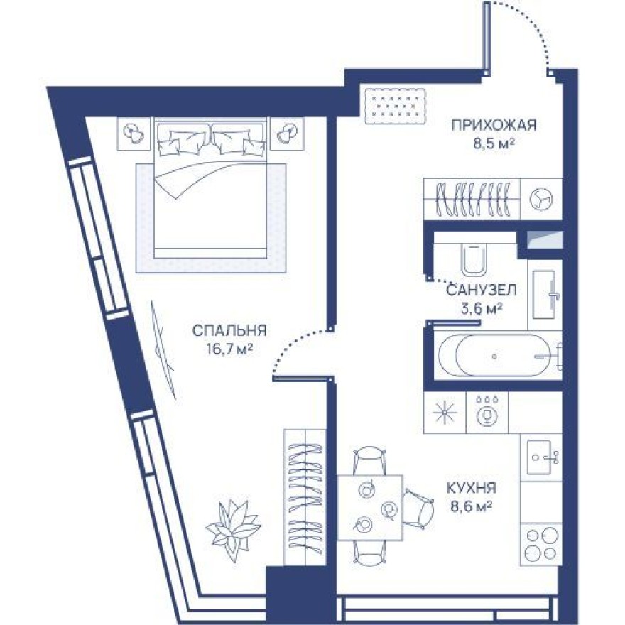 1к. квартира, 37.4 м²