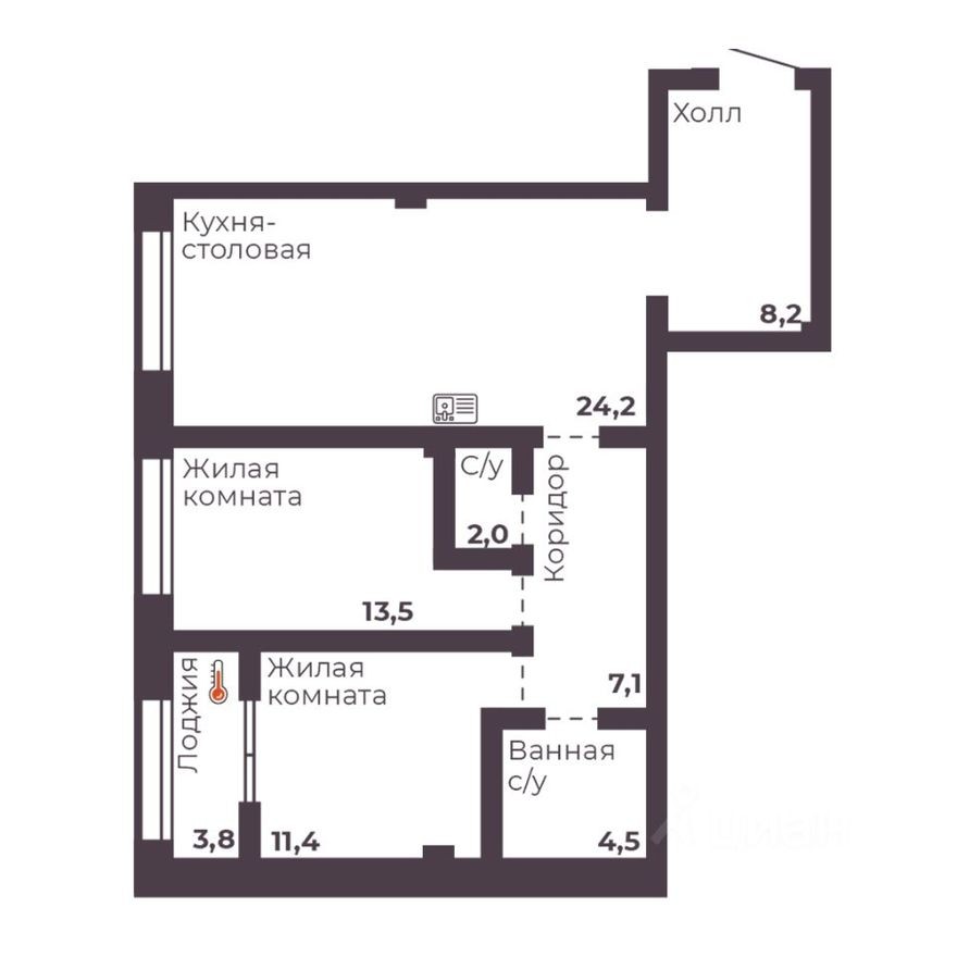 2к. квартира, 70.9 м²