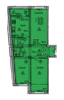 3к. квартира