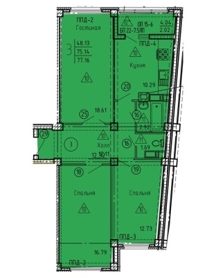 3к. квартира