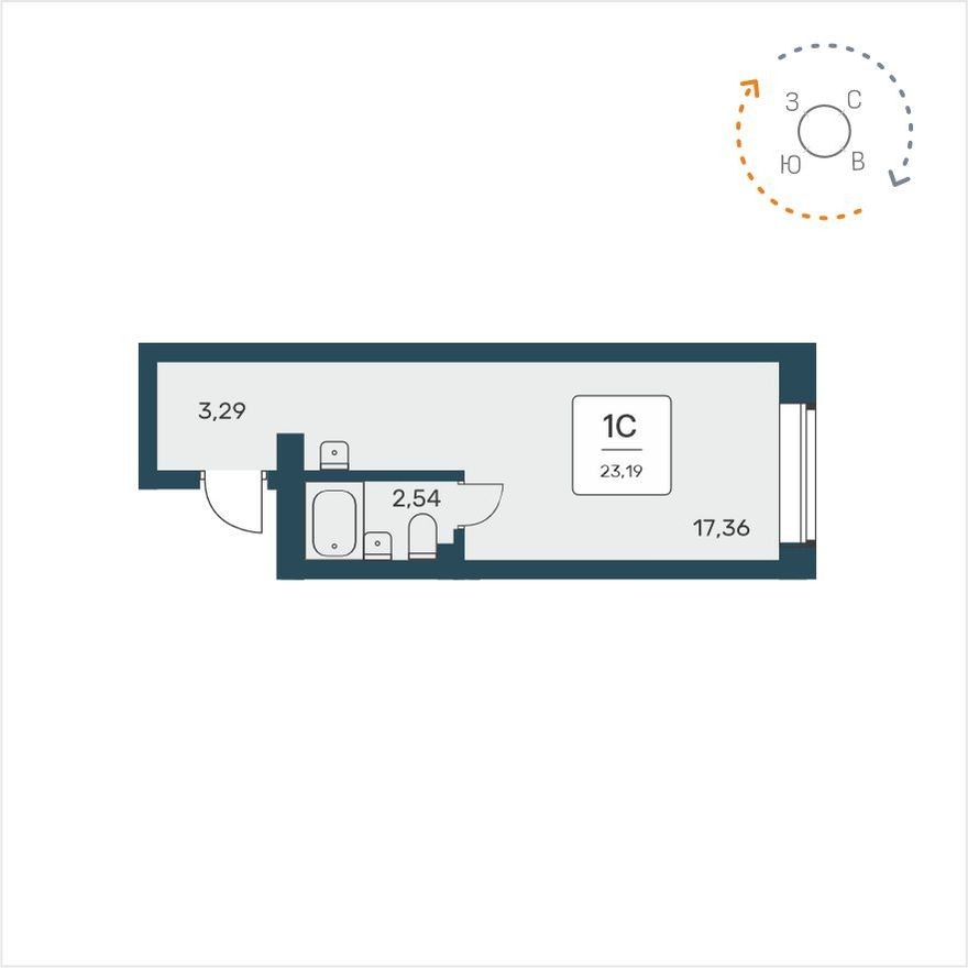 Студия-квартира, 23.2 м²