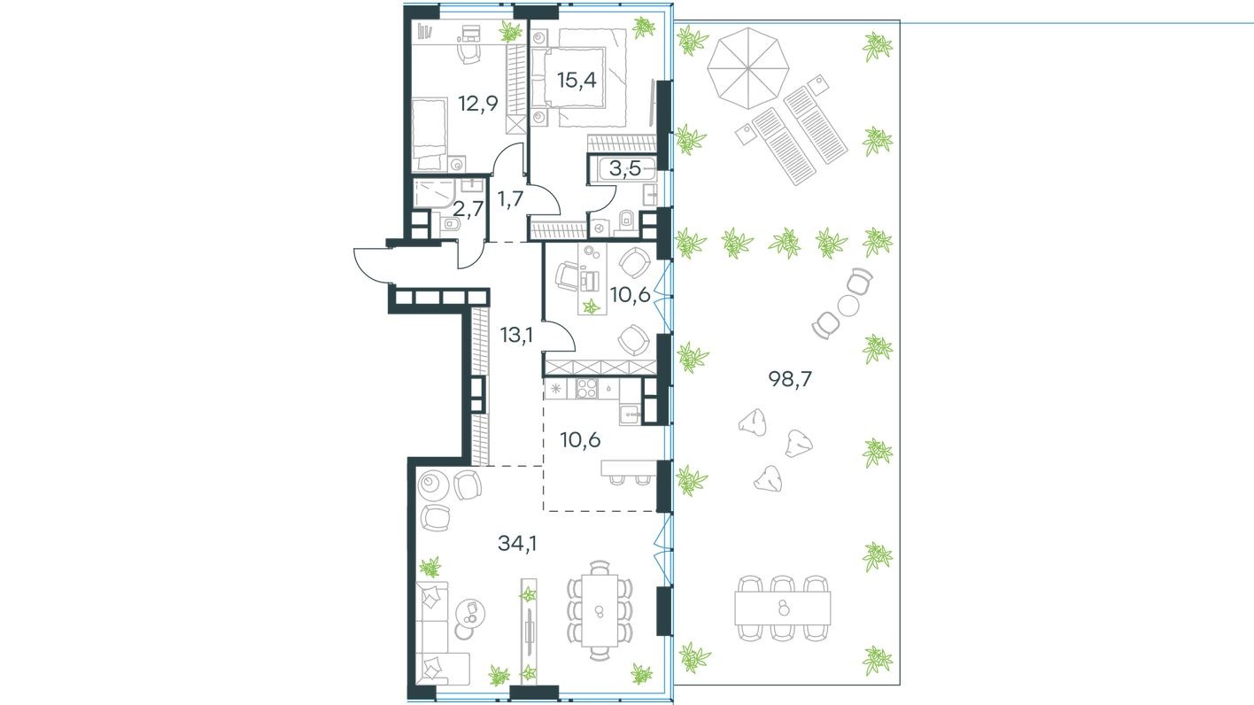 4к. квартира, 134.2 м²
