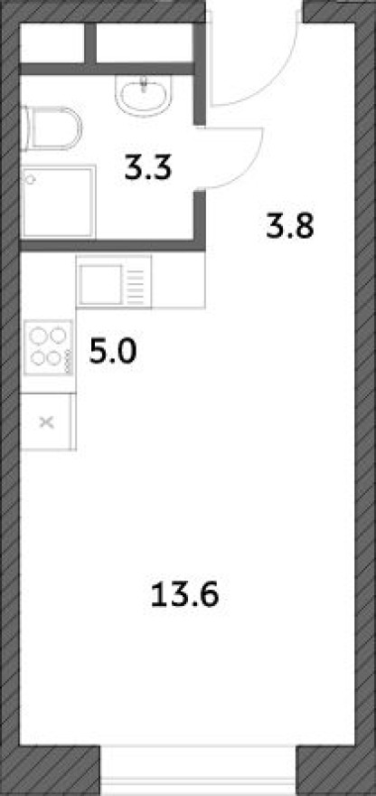 Студия-квартира, 25.8 м²