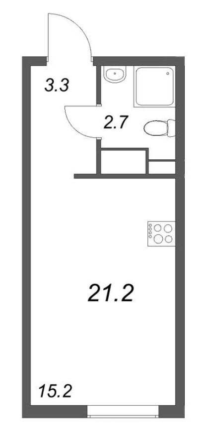 Студия-квартира, 21.2 м²