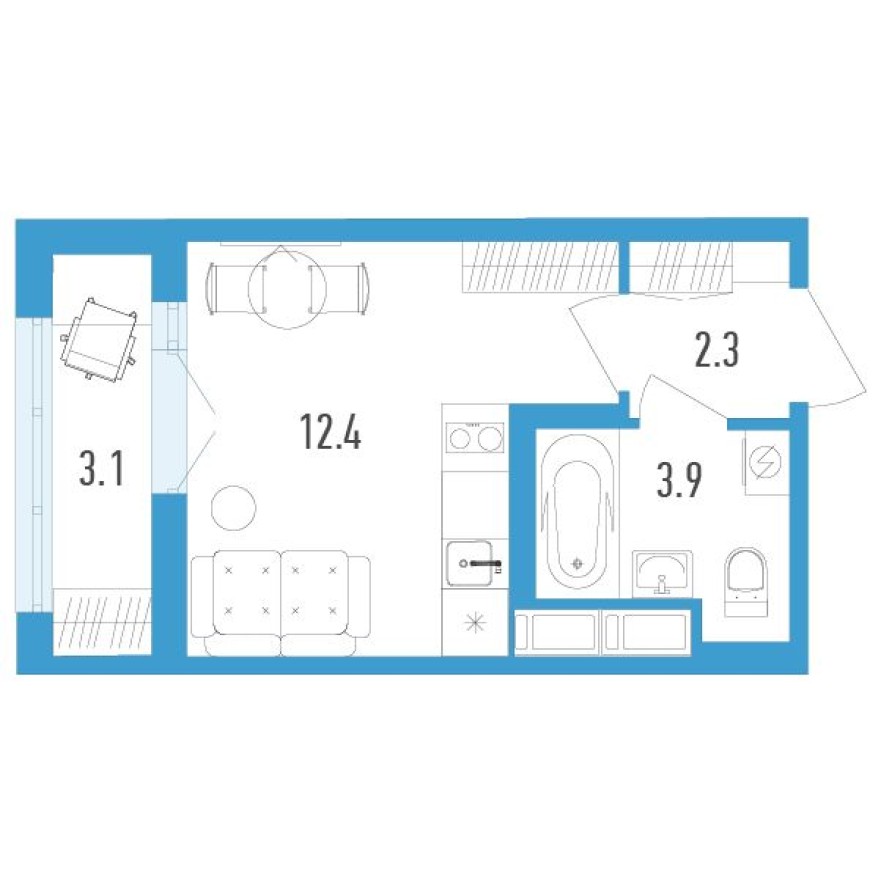 Студия-квартира, 20.2 м²