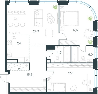 3к. квартира