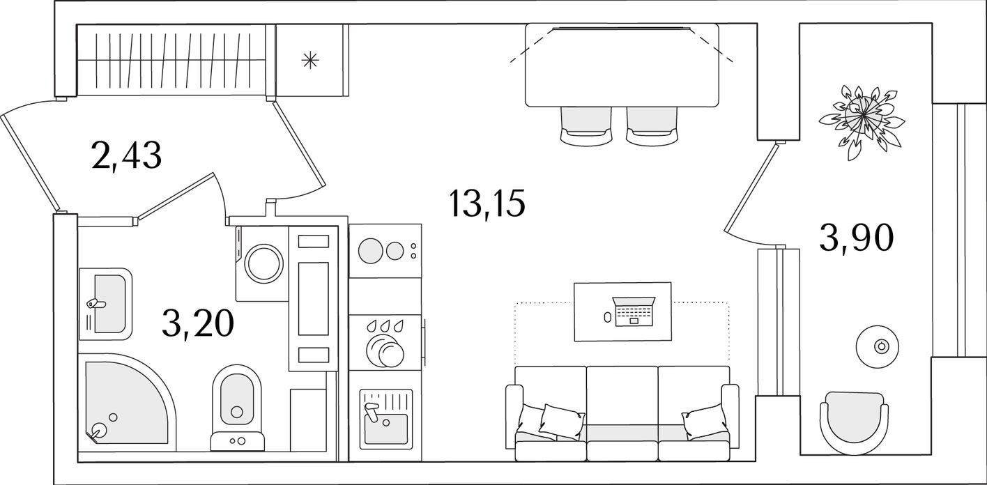 Студия-квартира, 20.7 м²
