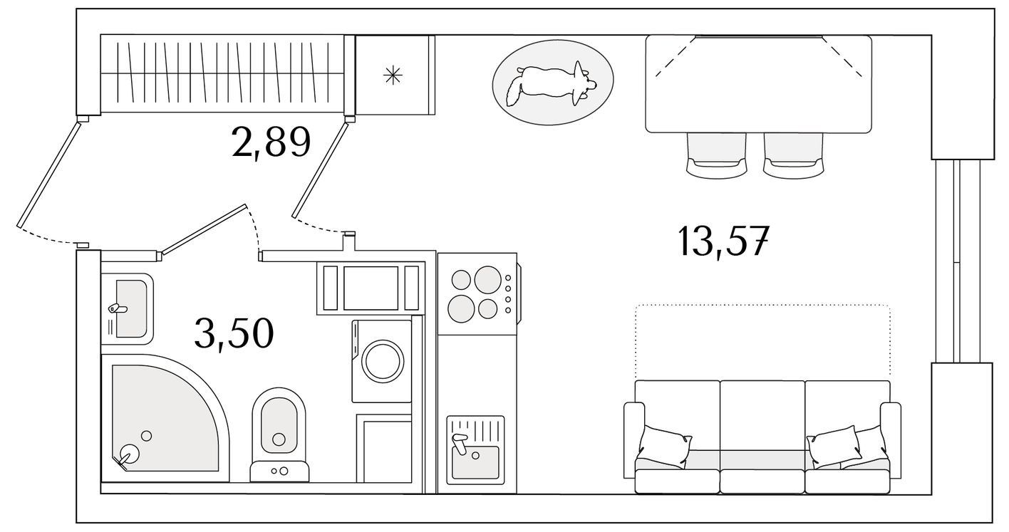 Студия-квартира, 20.0 м²