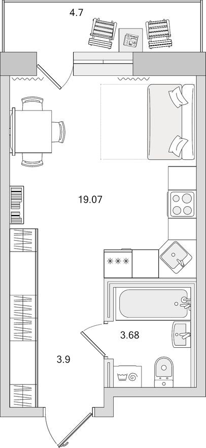 Студия-квартира, 31.4 м²