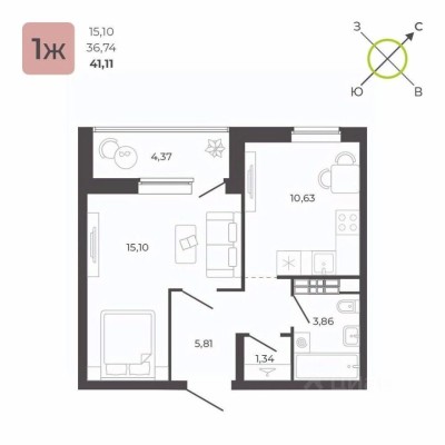 1к. квартира