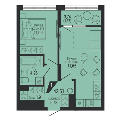 1к. квартира