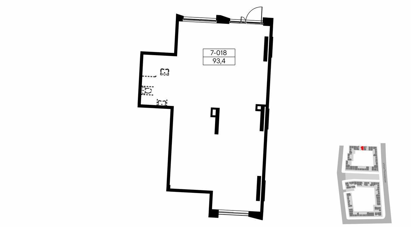 Планировка — Торговое помещение, 93.4 м²