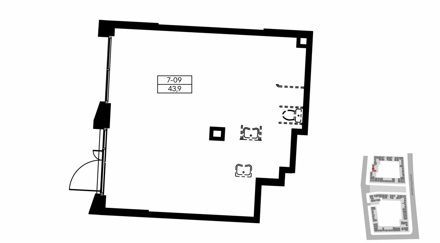 Планировка — Торговое помещение, 43.9 м²