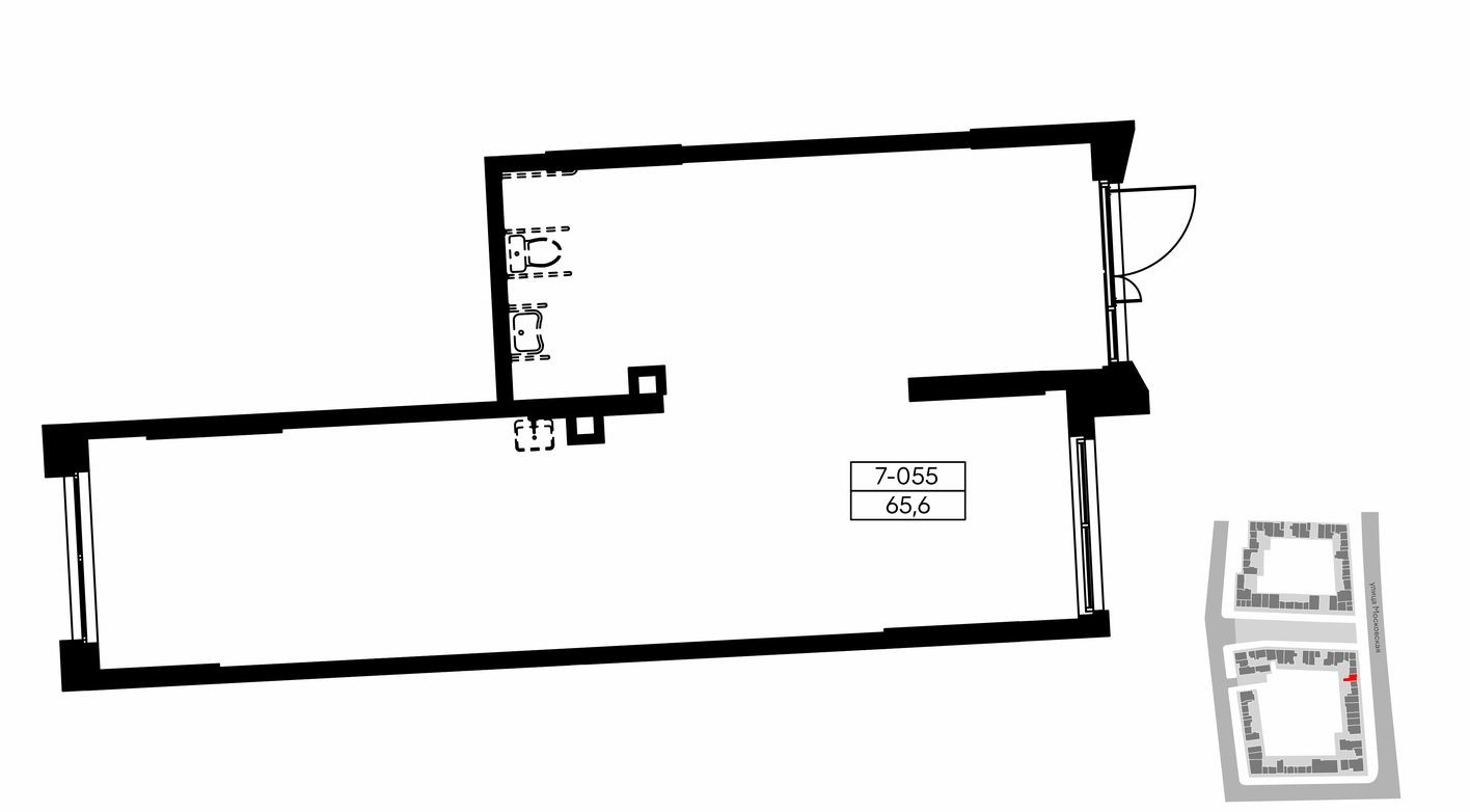 Планировка — Торговое помещение, 65.6 м²
