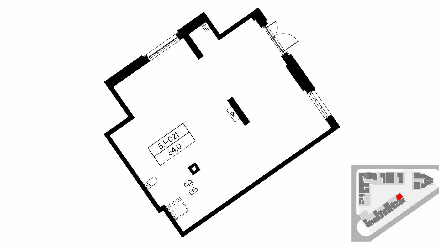 Планировка — Торговое помещение, 64.0 м²