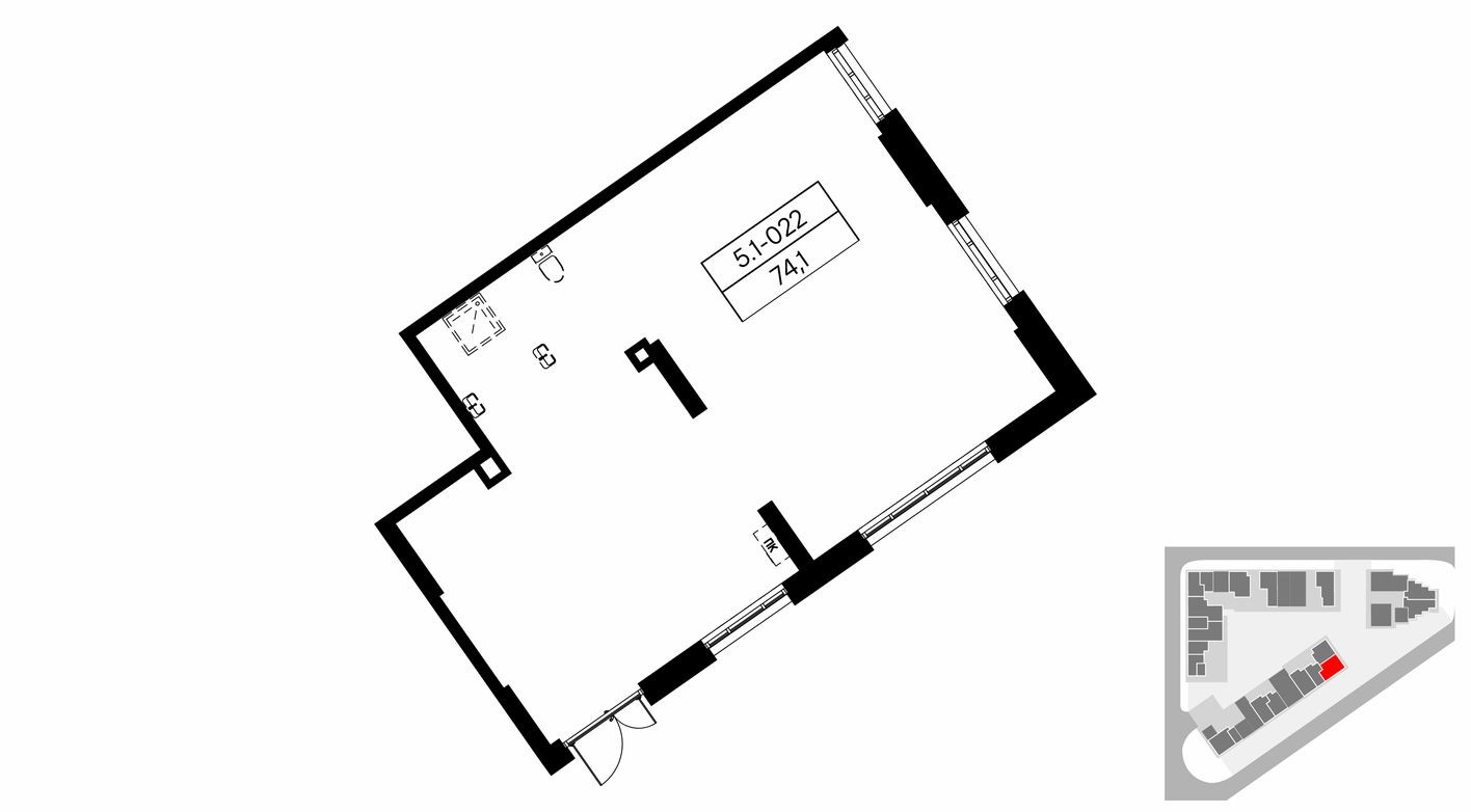 Планировка — Торговое помещение, 74.1 м²