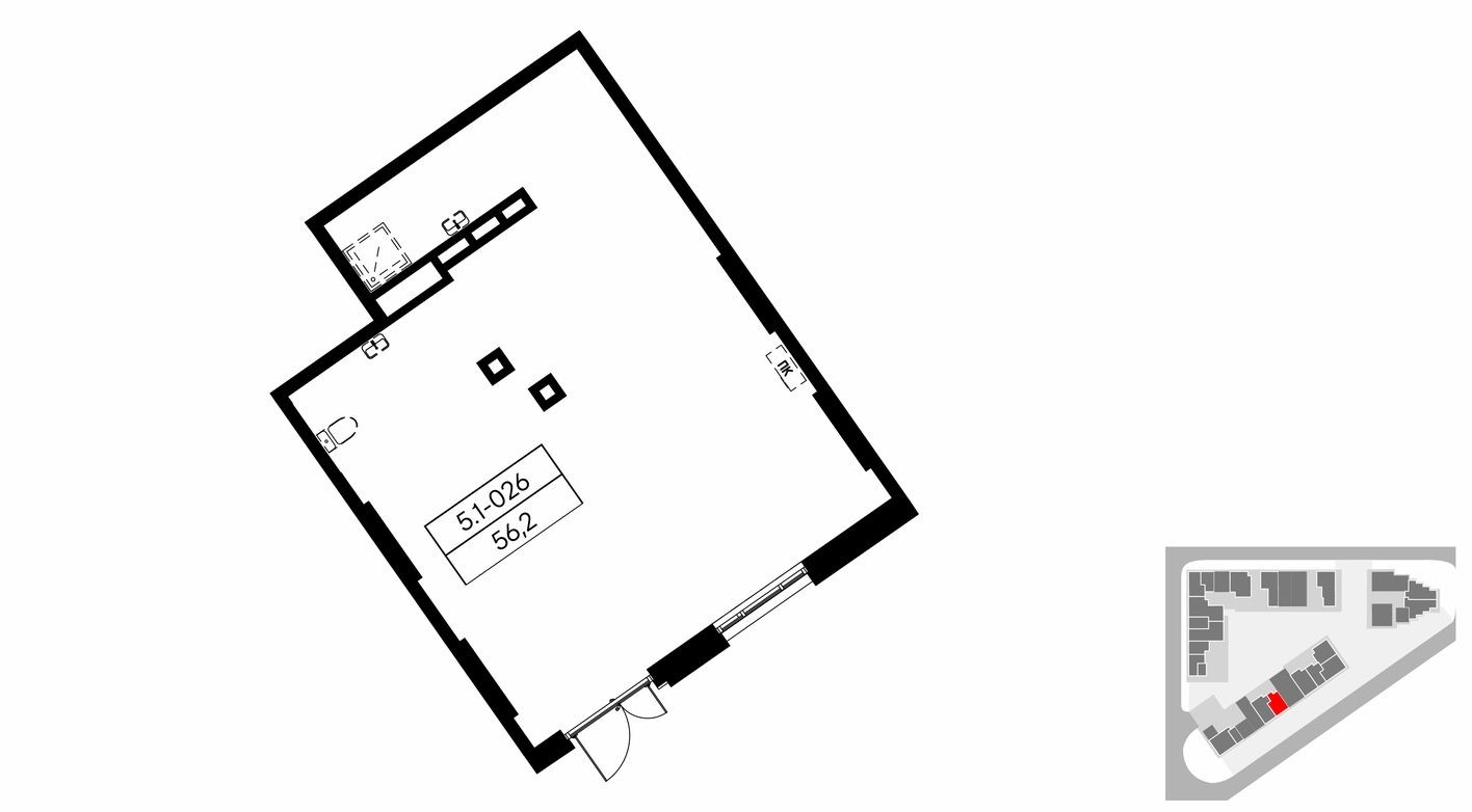 Планировка — Торговое помещение, 56.2 м²