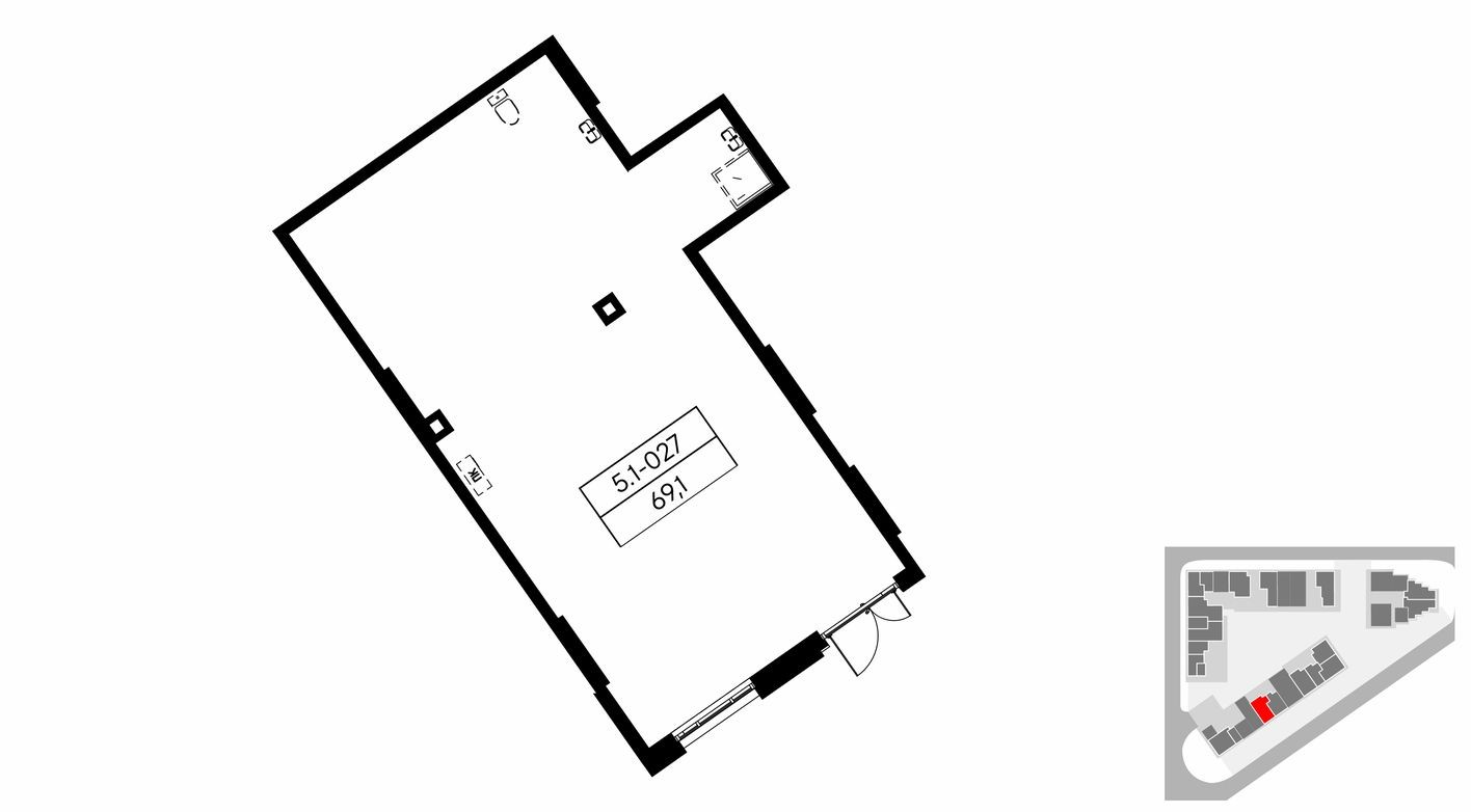 Планировка — Торговое помещение, 69.1 м²