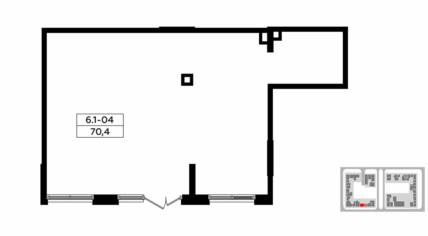 Планировка — Торговое помещение, 70.4 м²