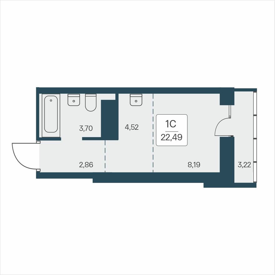 Студия-квартира, 22.5 м²