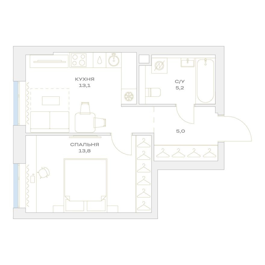 1к. квартира, 37.1 м²