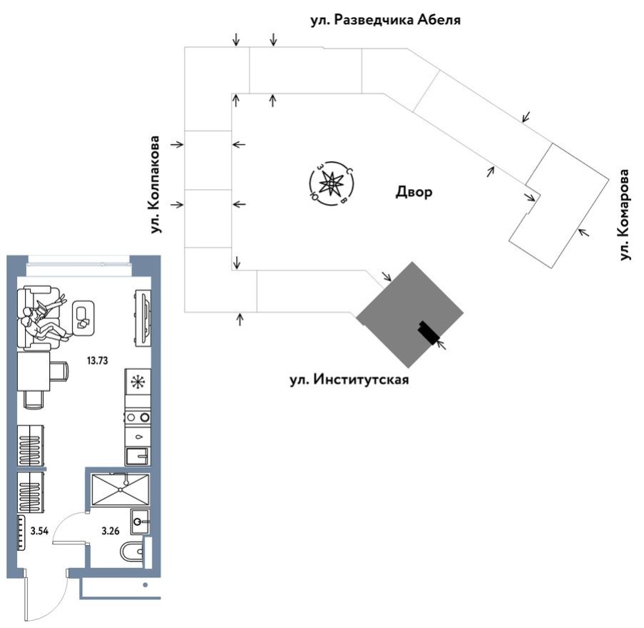 Студия-квартира, 20.5 м²