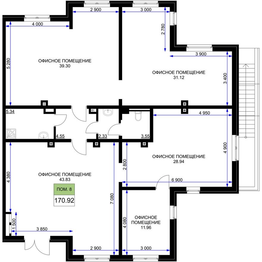 Помещение свободного назначения, 170.9 м²
