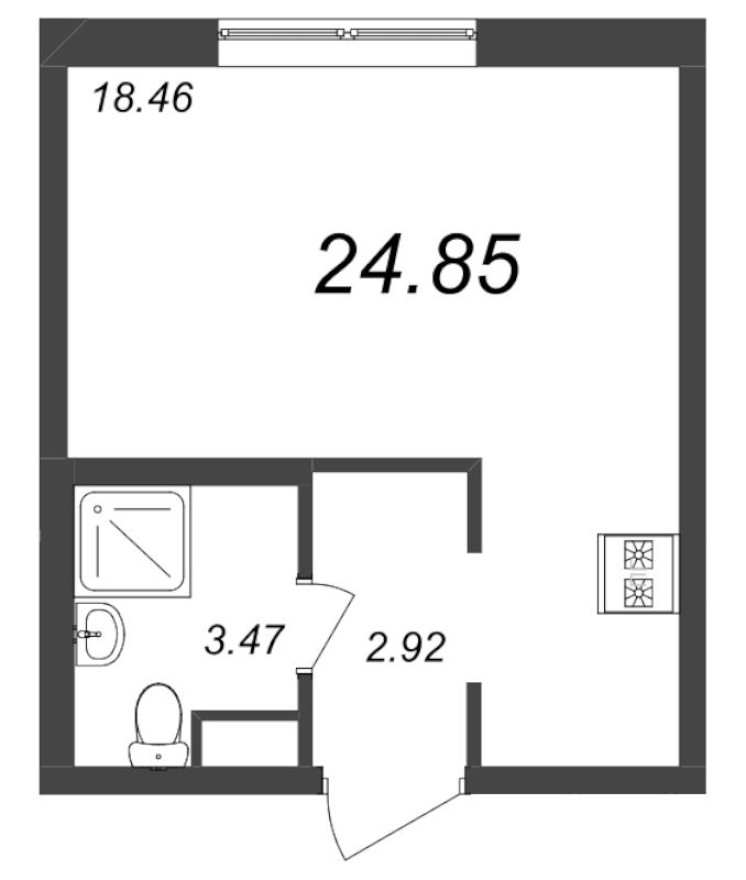 Студия-квартира, 24.9 м²