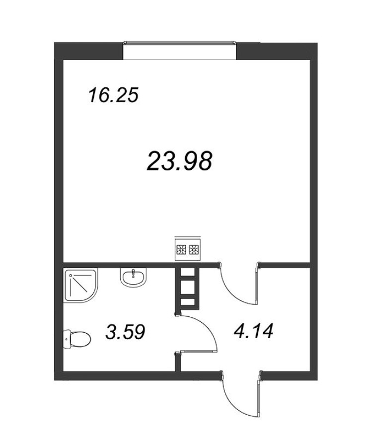 Студия-квартира, 24.0 м²