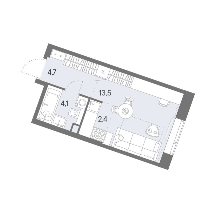 Студия-квартира, 24.7 м²